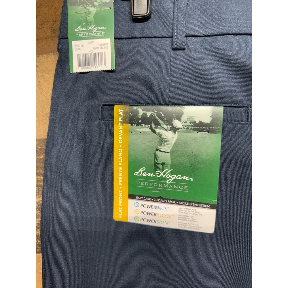 NWT Ben Hogan Performance Mens Golf Shorts Flat‎ Front Navy Blue 44 ZEFB98NB